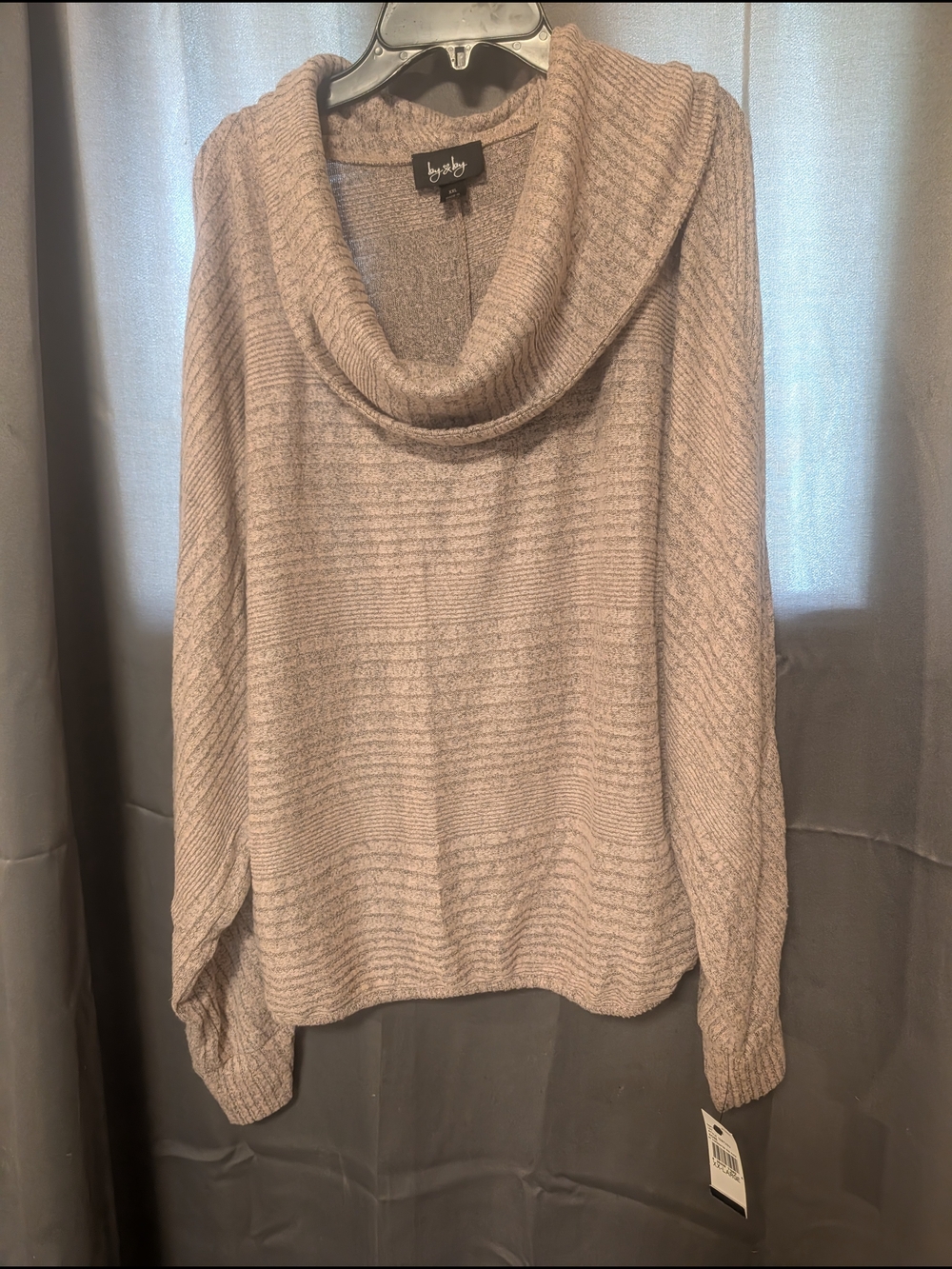 by & by Taupe Cowl Neck Knit Sweater